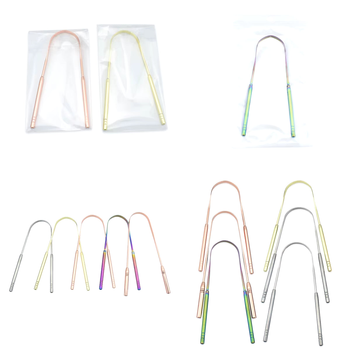 U Stainless Steel Tongue Scraper Cleaner Fresh Breath Dental Cleaning Coated Tongue Scrapper Toothbrush Oral Hygiene Care Tools