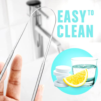 U Stainless Steel Tongue Scraper Cleaner Fresh Breath Dental Cleaning Coated Tongue Scrapper Toothbrush Oral Hygiene Care Tools