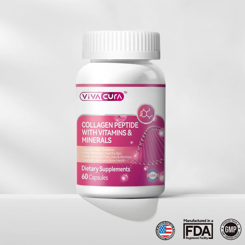 Vivacura Rich in Collagen Peptides, Vitamin & Mineral, Pomegranate, Aronia Berry, and Multiple Antioxidants, Contains Vitamin A, Vitamin C, Vitamin E, Vitamin B & Multivitamin