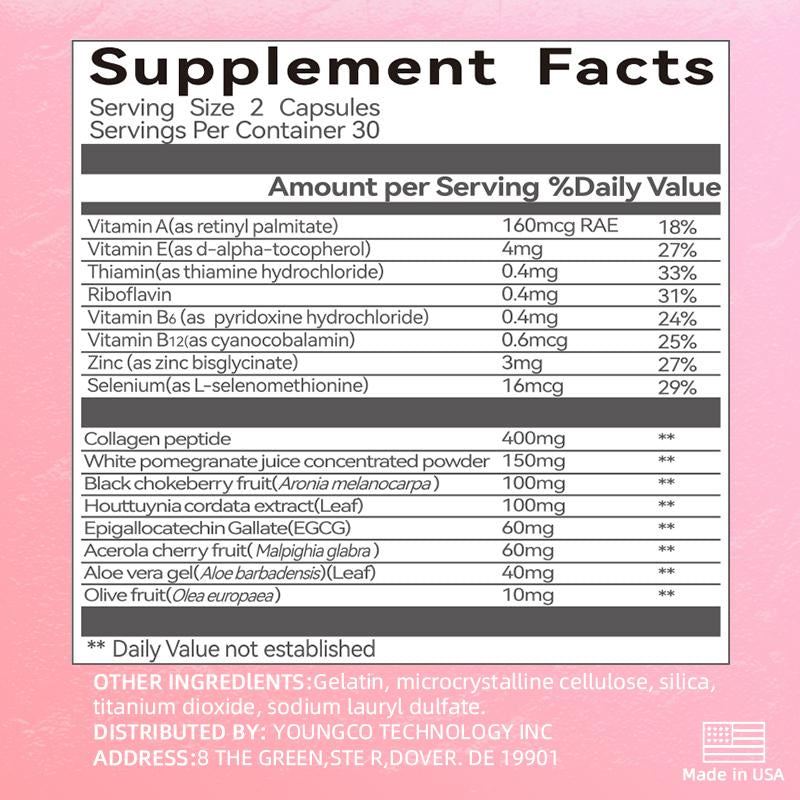 Vivacura Rich in Collagen Peptides, Vitamin & Mineral, Pomegranate, Aronia Berry, and Multiple Antioxidants, Contains Vitamin A, Vitamin C, Vitamin E, Vitamin B & Multivitamin