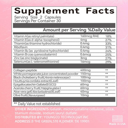 Vivacura Rich in Collagen Peptides, Vitamin & Mineral, Pomegranate, Aronia Berry, and Multiple Antioxidants, Contains Vitamin A, Vitamin C, Vitamin E, Vitamin B & Multivitamin